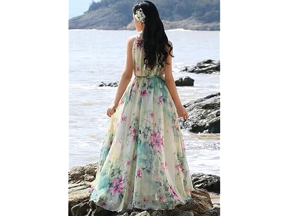 MedeShe Women (M) Chiffon Holiday Beach Maxi Dress
