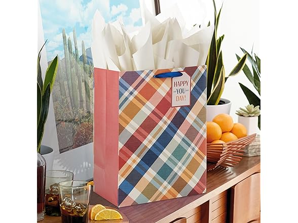 Hallmark 17" Extra Large Plaid Gift Bag