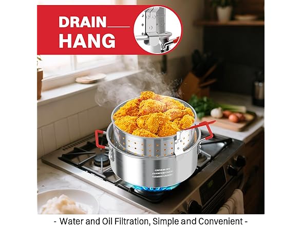 Pipopa 10QT Fish Fryer Pot with Lid