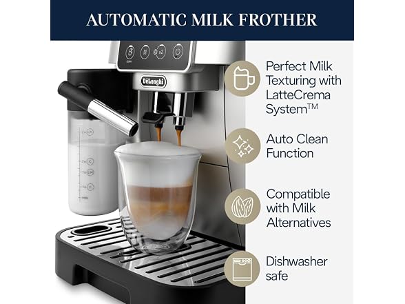 De'Longhi Magnifica Automatic Espresso Machine, Frother, Silver