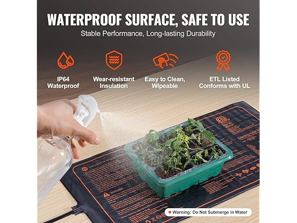 VEVOR 10"x 20.75" Seedling Heat Mat w/ Digital Thermostat Combo Set