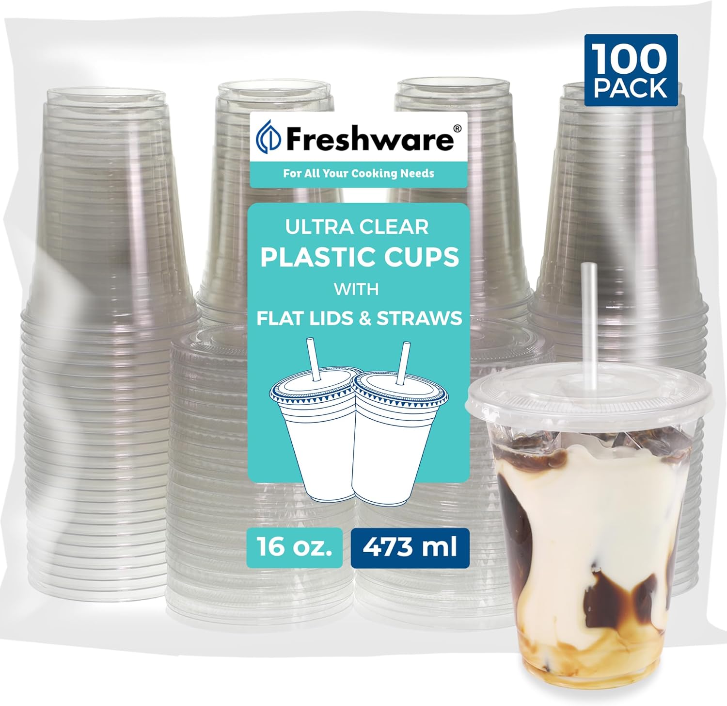Freshware 16 oz Clear Disposable Plastic Cup - Gallery 2
