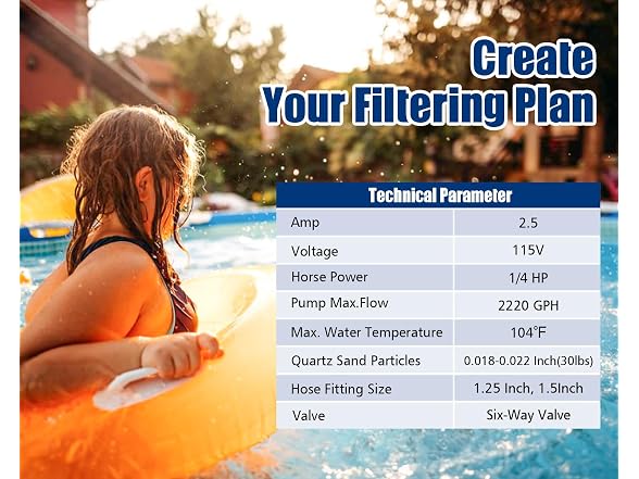 choosmo 10in Sand Filter Pump 2220GPH