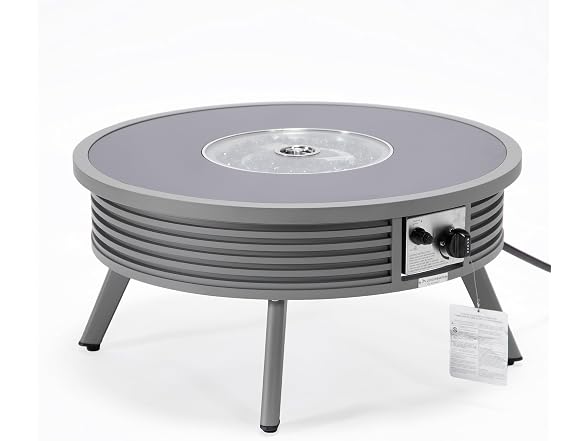 LeisureMod Walbrooke Modern Outdoor Round Fire Pit Table