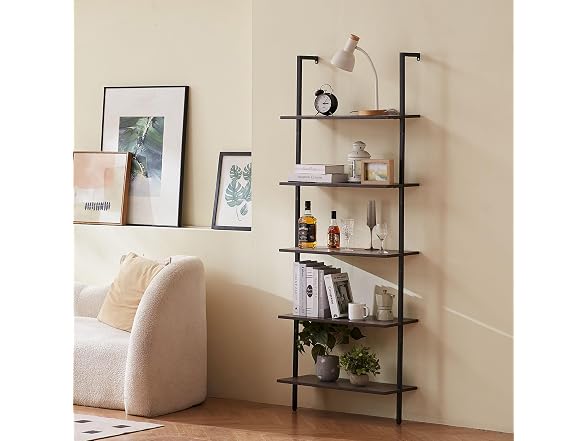 Ladder Shelf, 5-Tier Bookshelf 24x11.8in Black