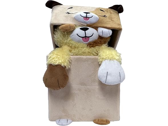 Happy Nappers Adorable Storables - Tan Dog 8" Plush & Cube Bin
