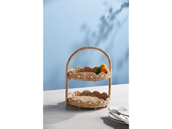 Mud Pie Dia Scalloped Woven Tiered Serve