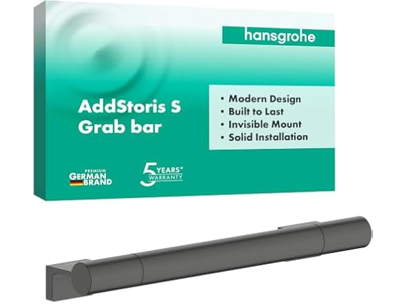 hansgrohe AddStoris S Modern Towel Bar, 12", Black Chrome