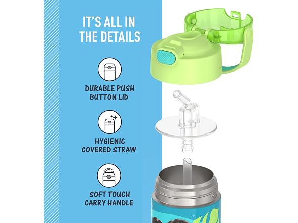 THERMOS Water Bottle with Straw, 12oz, Moana 2
