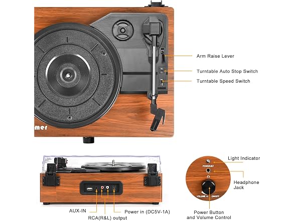 Vinyl Record Player Turntable with