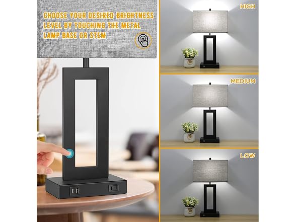 Set of 2 Modern Touch Control Table Lamps