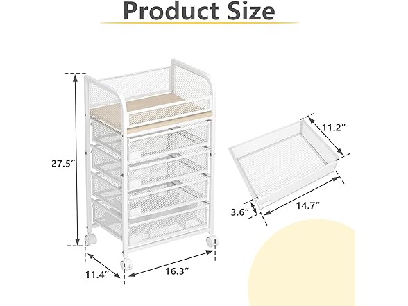 MODCART Makeup Organizer with 4 Drawers