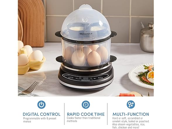 Elite Gourmet Digital Egg Cooker & Steamer