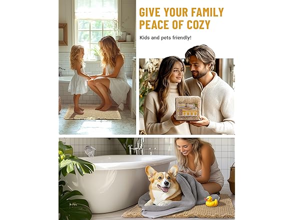 Furicher Large Waffle Bath Mat Set