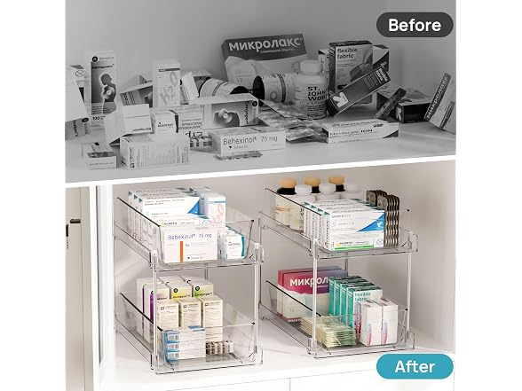 Vtopmart 2 Pack Pull Out Bathroom Under Sink Organizer