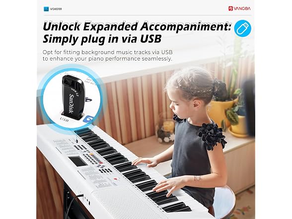 VANGOA White Electric Piano Keyboard
