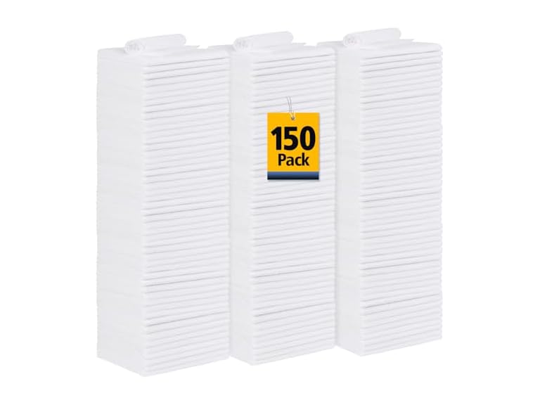 UNIMADE Shop Towels, 150pk, 11.5" White