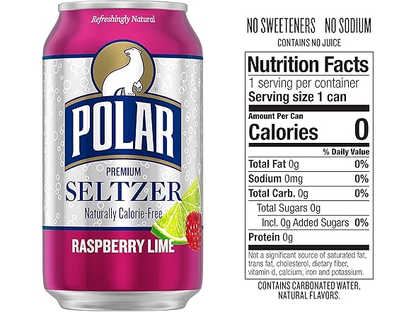18PK Polar Seltzer Water Raspberry Lime, 12 fl oz