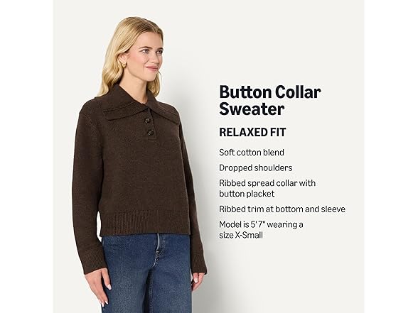 Amazon Essentials Women Relaxed-fit Button Sweater