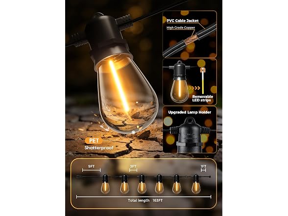 Minetom 34 FT S14 Solar String Lights