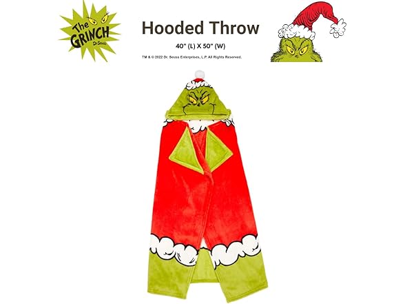 The Grinch Hooded Throw Blanket