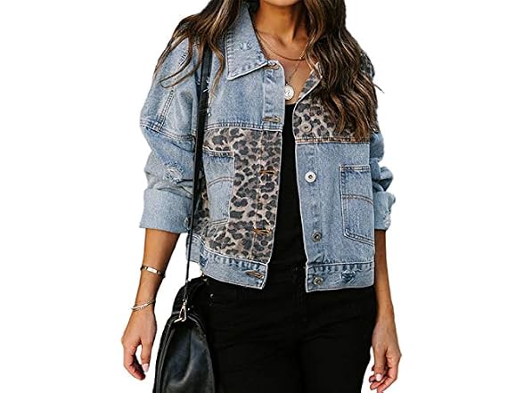 Chouyatou Women (XL) Spliced Ripped Jacket Coat