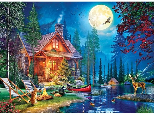 Moon Lake Cabin 1000 Piece Puzzle
