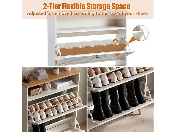 Alaxgumrol Shoe Cabinet 2 Flip Drawers
