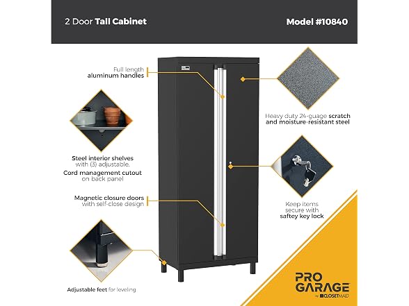 ClosetMaid ProGarage Tall Cabinet, Black - Gallery 4