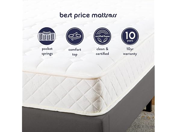 Best Price Mattress 8 Inch Tight-Top Pocket Spring Queen Mattress