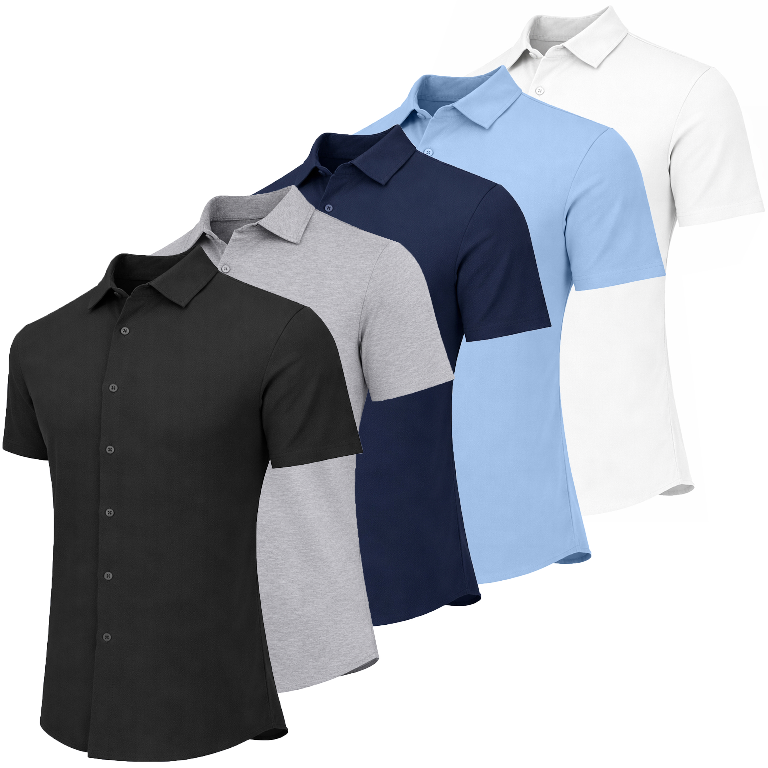 5Pk Mens S/S Knit Button Down Shirt - Gallery 11