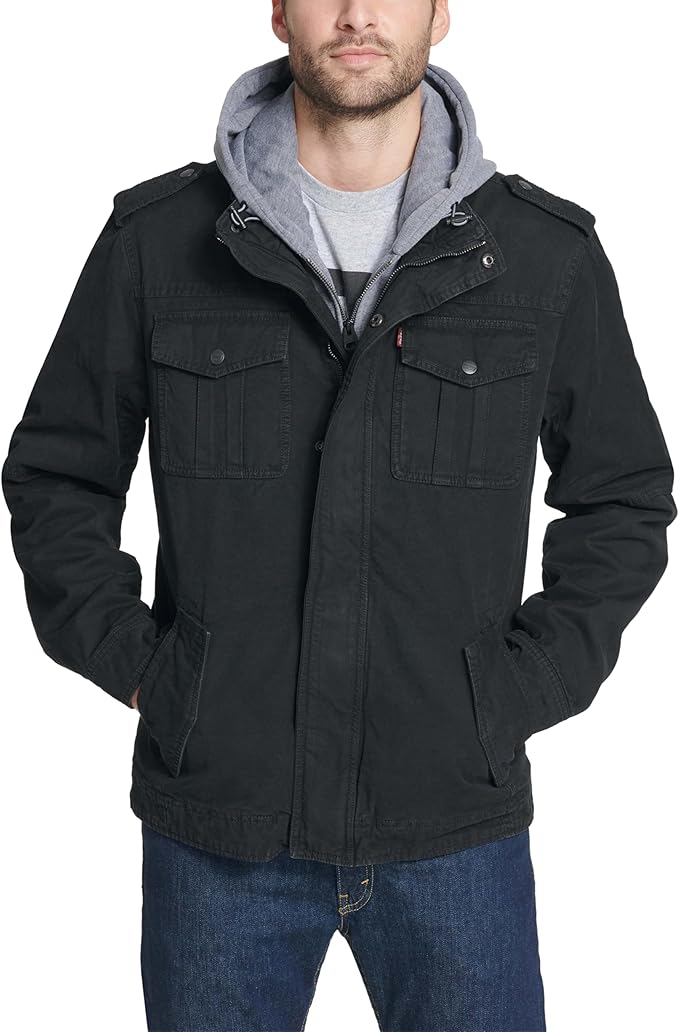 Levis Mens Washed Cotton Military Jacket - Gallery 11