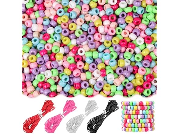 TLAOKLIU 1200pcs Pastel Hair Beads