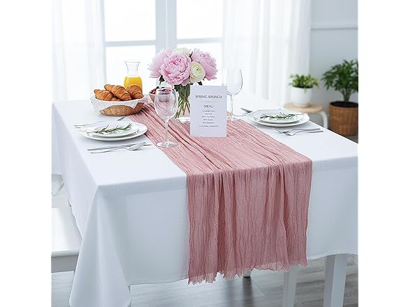 Fun Express 70" x 30" Blush Gauze Table Runner