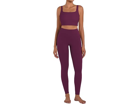 Sunzel Womens Leggings 28in L Black Cherry W/Pockets