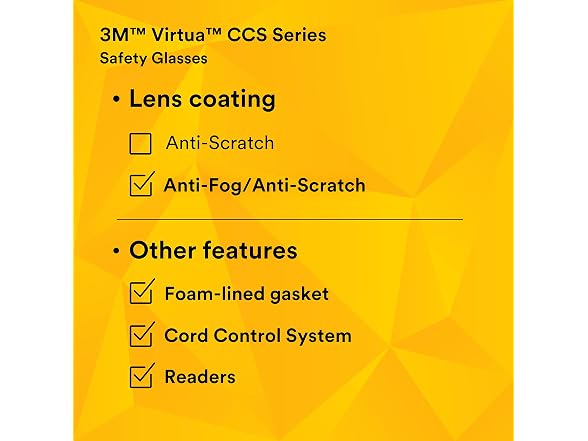 3M Safety Glasses, Virtua CCS Readers
