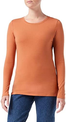 Amazon Essentials Women's Regular-Fit Long-Sleeve Crewneck T-Shirt (Available in Plus Size), Caramel, Small