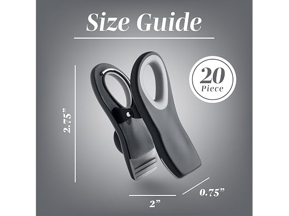 COOK WITH COLOR Bag Clips with Magnet-(Grey, Pack of 20)