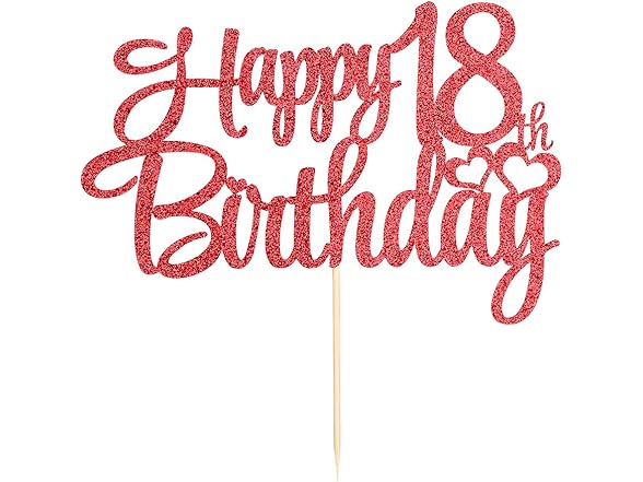 Qertesl Red 18th Birthday Cake Topper