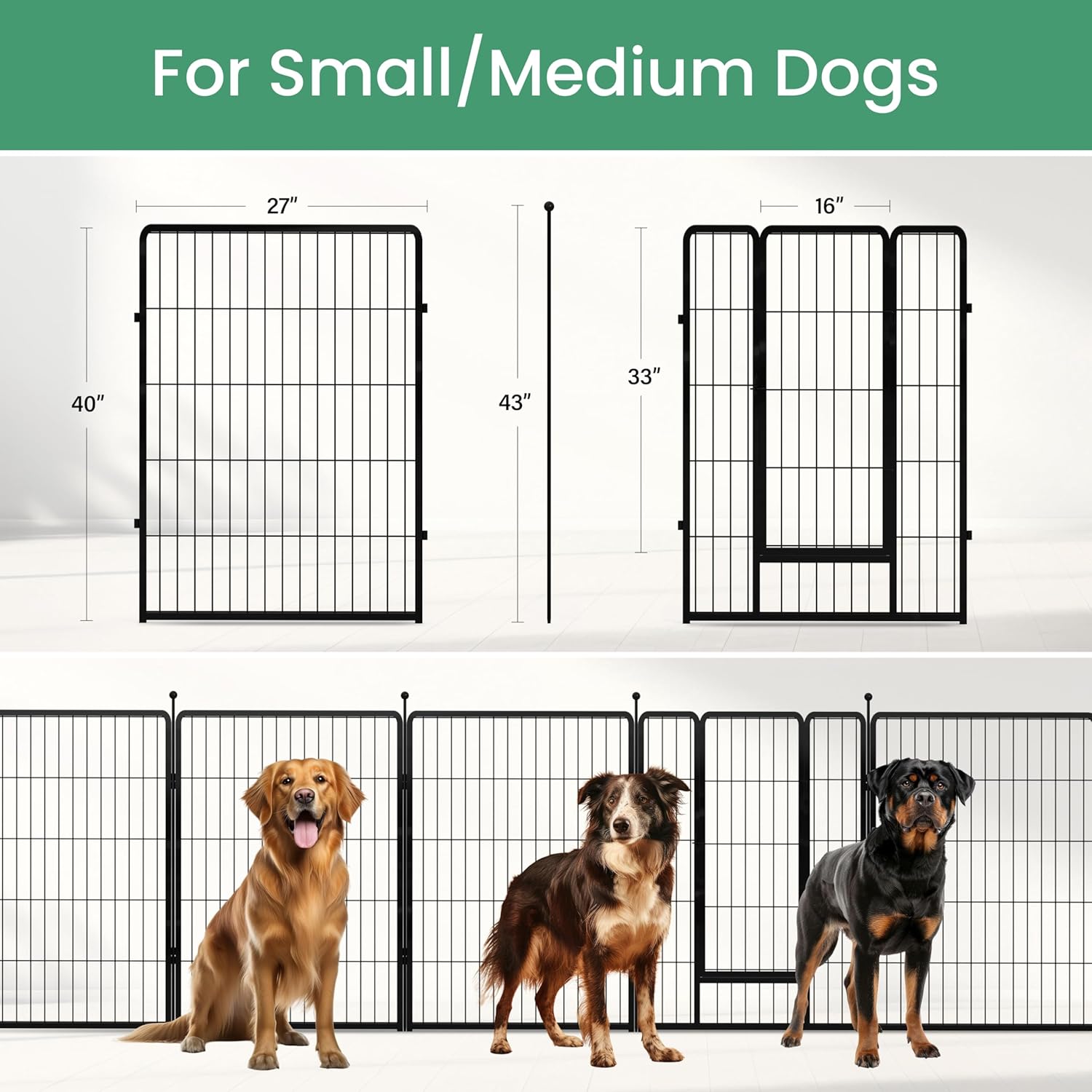 Simple Deluxe Dog Playpen Indoor Outdoor, 24" H, 8 Panels - Gallery 25