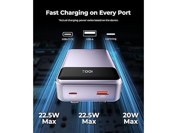 30,000mAh 22.5W Fast Charging Powerbank w/Built in Cable