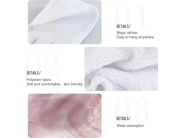 Hand Towel Pink Marble Golden Hanging Tie Towels - 2PK