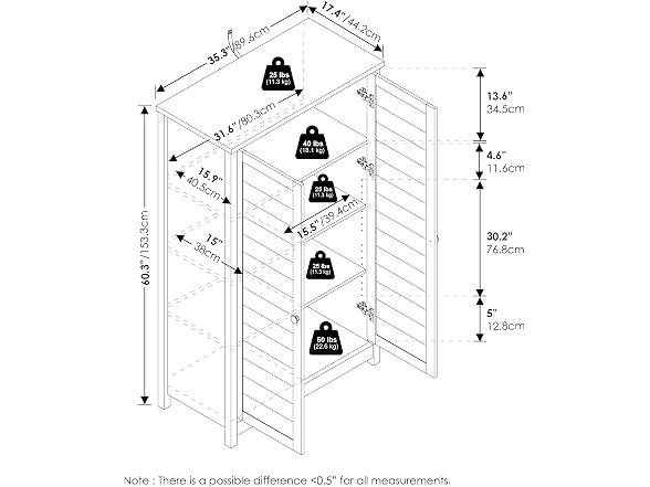Furinno Robin 4-Tier Pantry 35W Louver