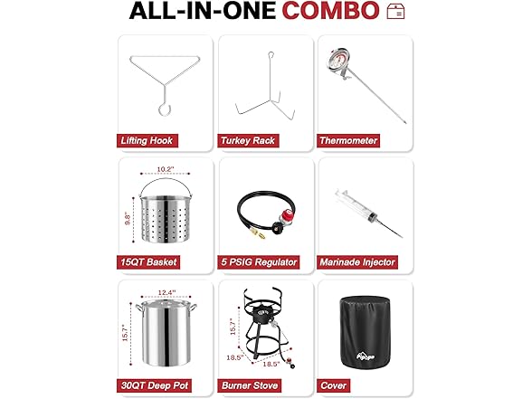 30QT Stainless Steel Turkey Fryer | Boiler