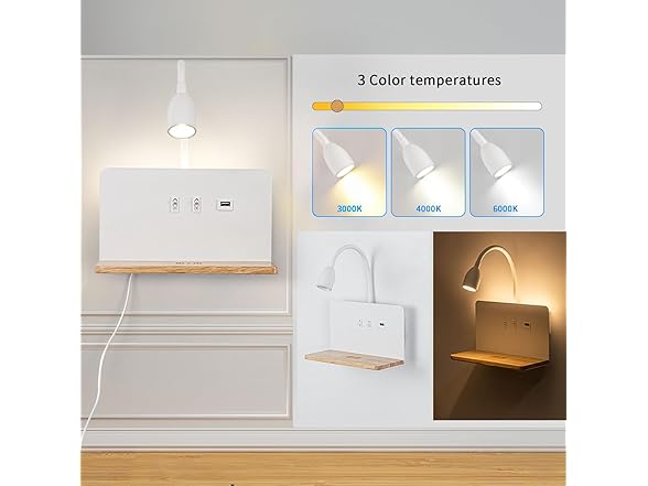 SENFAY White LED Reading Wall Lights