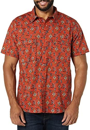 Amazon Essentials Men's Standard-Fit Short-Sleeve Two-Pocket Utility Shirt (Previously Goodthreads), Clay Floral Print, Medium Tall