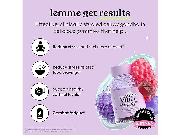 Lemme Chill Stress Gummies Ashwagandha 60ct
