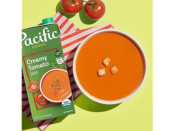 Pacific Foods Organic Creamy Tomato Soup, 32 oz Carton