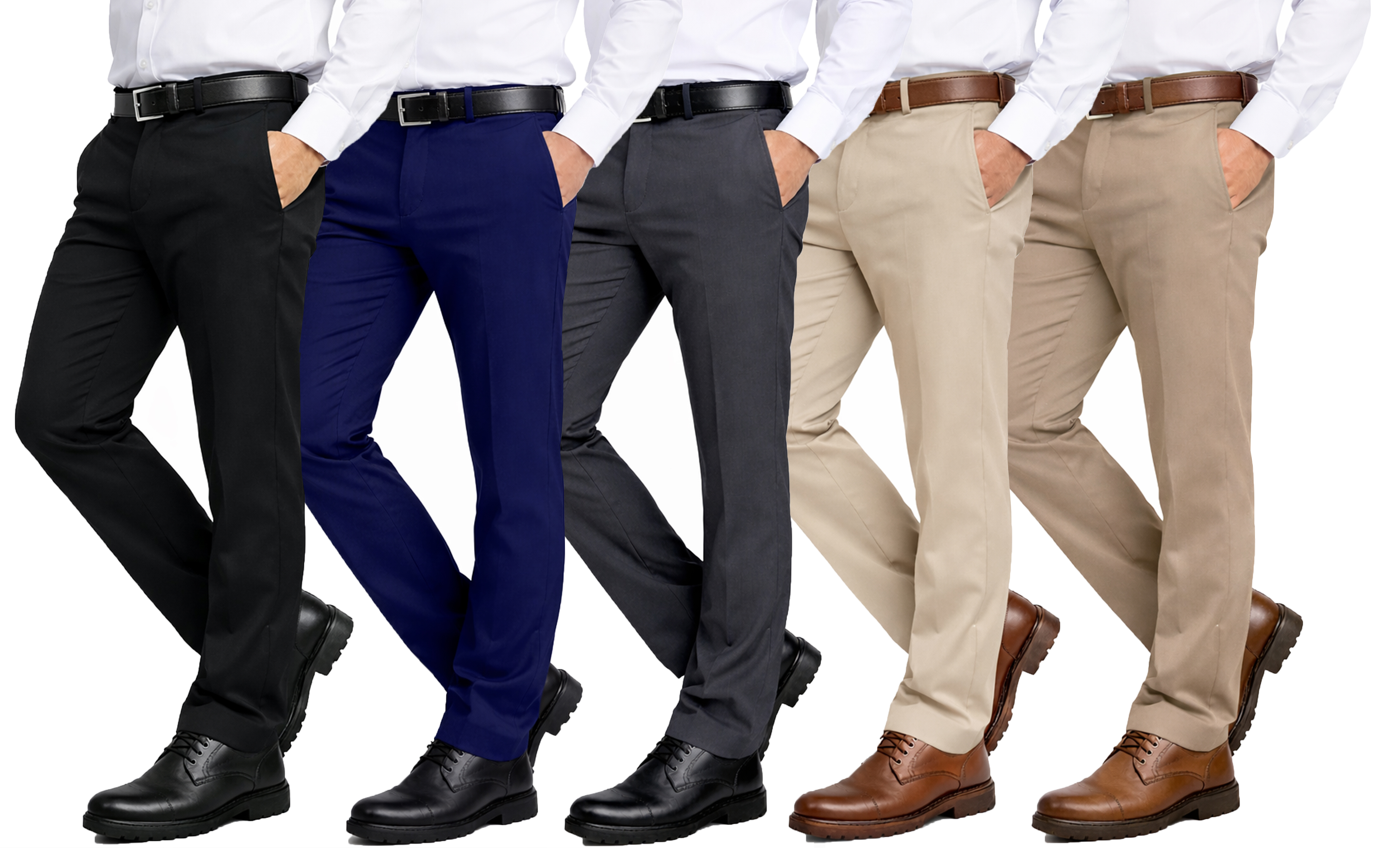 2Pk Asst Mens Slim Stretch Dress Pants - Gallery 11