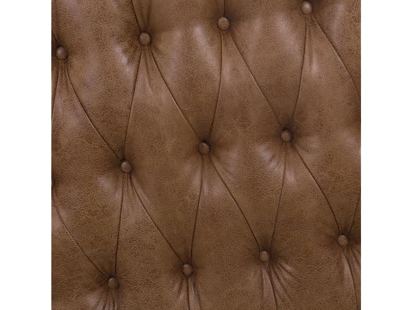 HomePop 58in Bench PU Leather Lt Brown